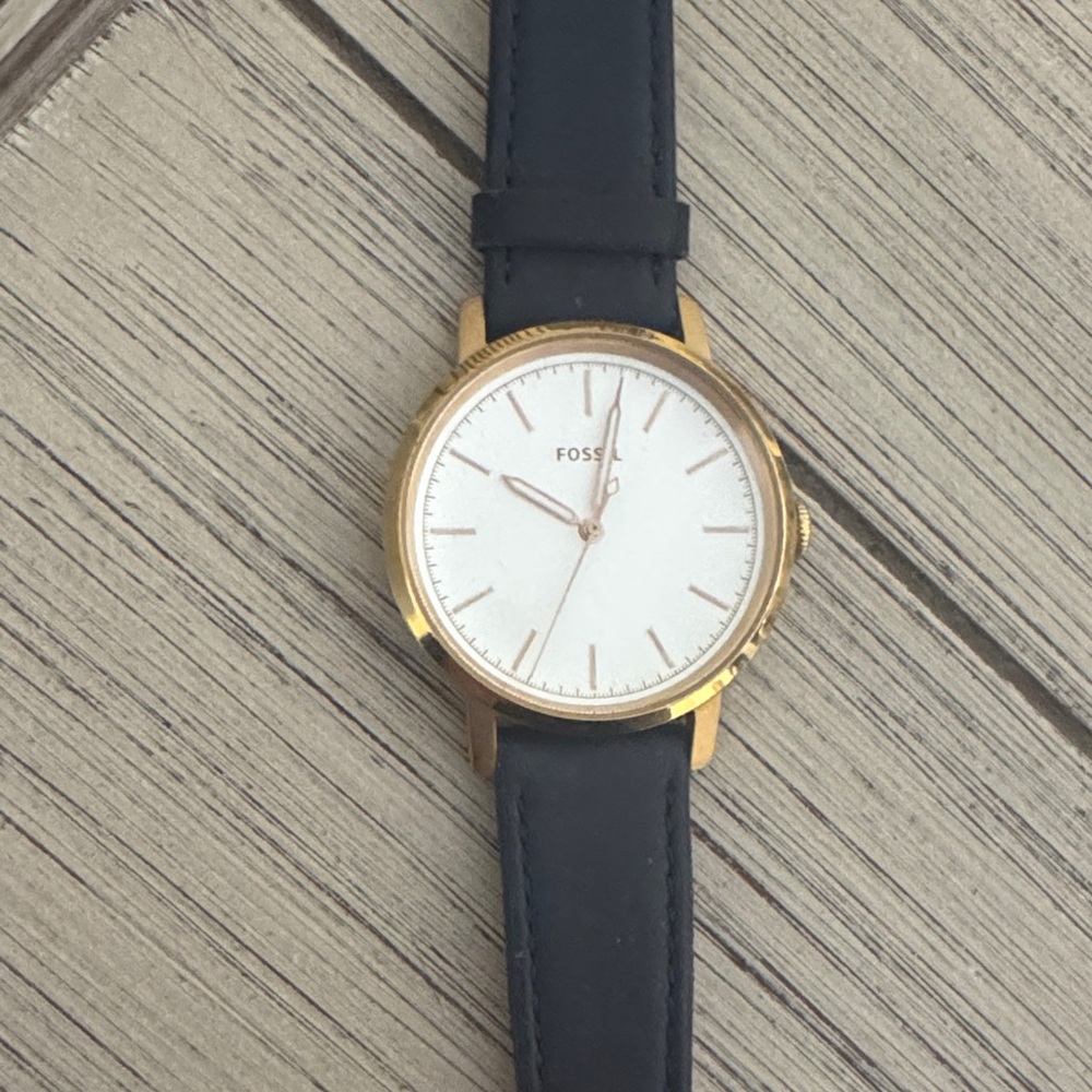 Fossil Gold and navy blue watch